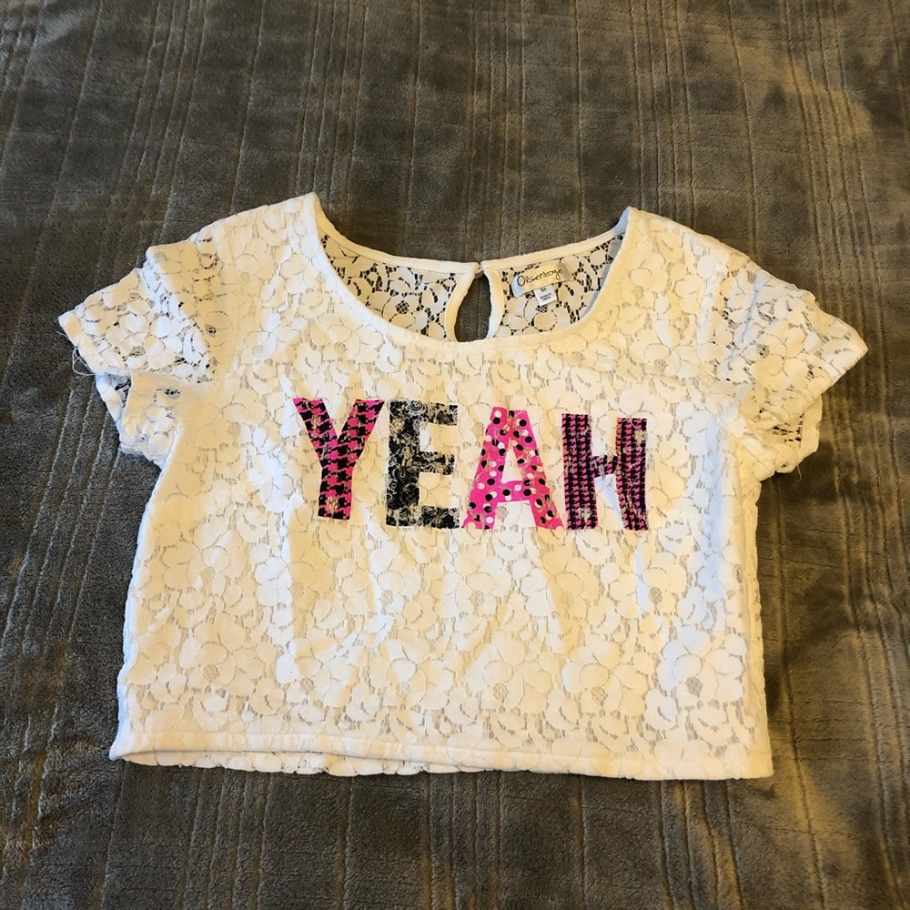 cropped lace tee